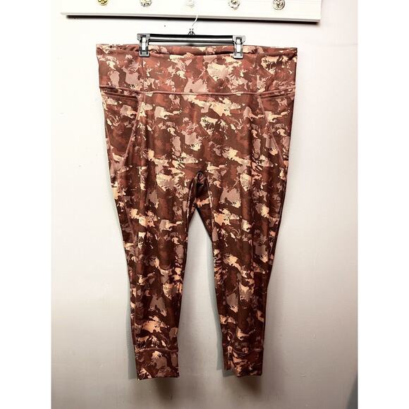 Zuda‎ Legging Womens 3X Camo Athleisure Side Pockets Brown Plus Size Colorful - Picture 1 of 7